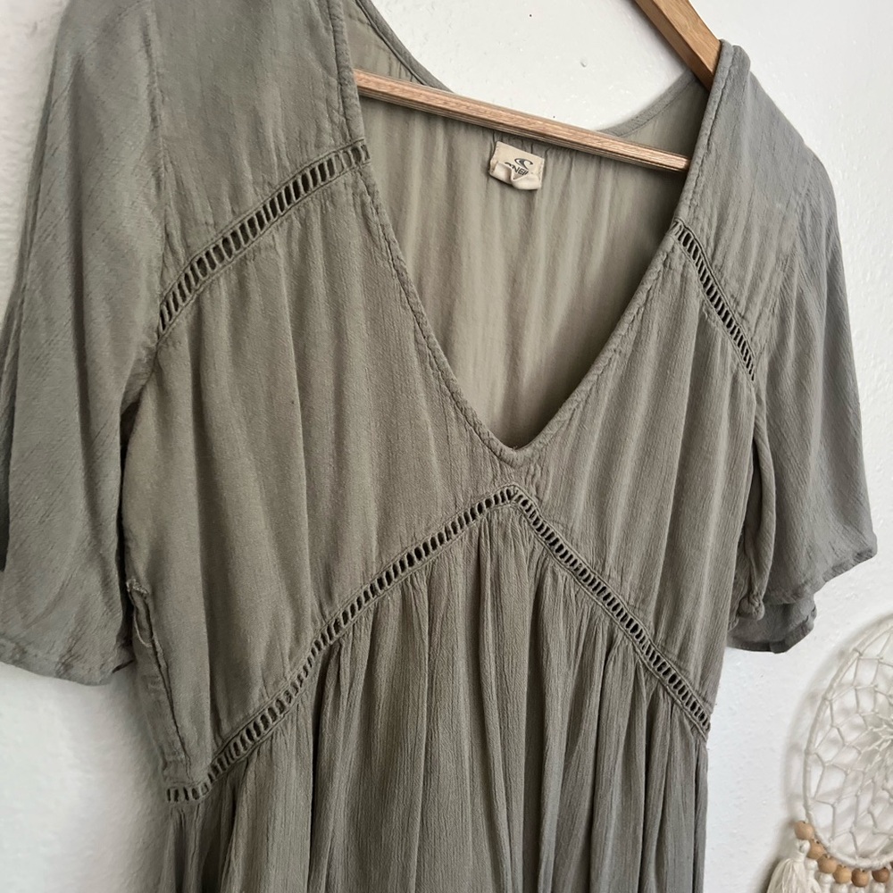 Gray green V-Neck Dress - Picture 2 of 5
